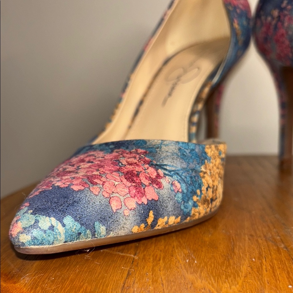Jessica Simpson Blue and Pink Floral Heels - Picture 12 of 14